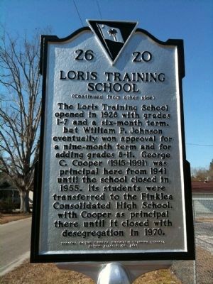 Loris Training School Marker [reverse] image. Click for full size.