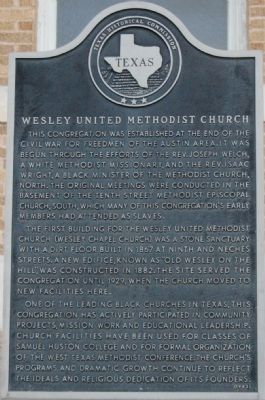 Wesley United Methodist Church Marker. Click for full size. Wesley United Methodist Church Marker image. Click for full size.