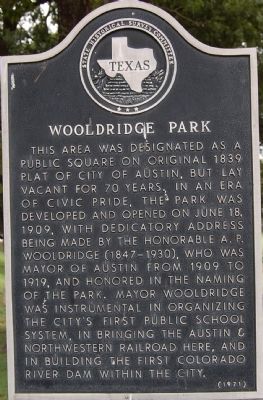 Wooldridge Park Marker. Click for full size. Wooldridge Park Marker image. Click for full size.