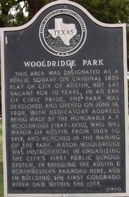 Wooldridge Park Marker image. Click for full size.