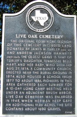 Live Oak Cemetery Marker image. Click for full size.