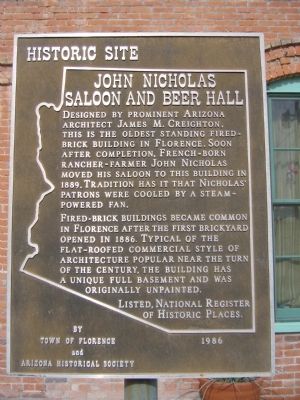 John Nicholas Saloon and Beer Hall Marker. Click for full size. John Nicholas Saloon and Beer Hall Marker image. Click for full size.