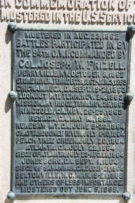 In Commemoration of the 94th & 110th Reg’s. O.V.I. Marker. Click for full size. In Commemoration of the 94th & 110th Reg’s. O.V.I. Marker image. Click for full size.