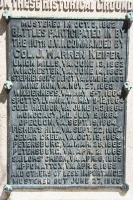 In Commemoration of the 94th & 110th Reg’s. O.V.I. Marker. Click for full size. In Commemoration of the 94th & 110th Reg’s. O.V.I. Marker image. Click for full size.