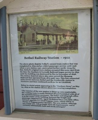Bethel Railway Station – 1912 Marker image. Click for full size.