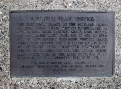 Hollister Train Service Marker. Click for full size. Hollister Train Service Marker image. Click for full size.