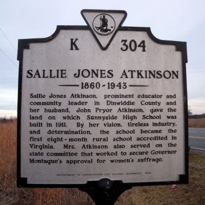Sallie Jones Atkinson Marker. Click for full size. Sallie Jones Atkinson Marker image. Click for full size.