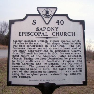 Sapony Episcopal Church Marker image. Click for full size.