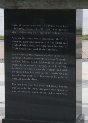 Tom Lee Monument Marker Text. Click for full size. Tom Lee Monument Marker Text image. Click for full size.