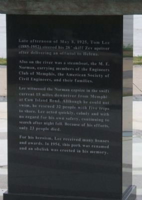 Tom Lee Monument Marker Text image. Click for full size.