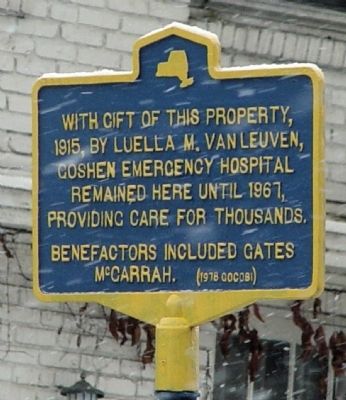 Goshen Emergency Hospital Marker image. Click for full size.