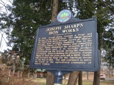 Joseph Sharp's Iron Works Marker image. Click for full size.