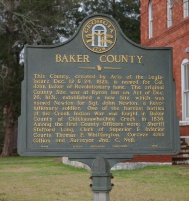 Baker County Marker. Click for full size. Baker County Marker image. Click for full size.