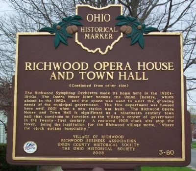 Richwood Opera House and Town Hall Marker (Side B) image. Click for full size.