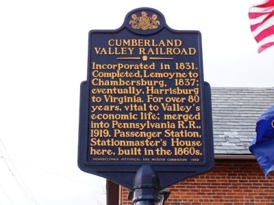 Cumberland Valley Railroad Marker. Click for full size. Cumberland Valley Railroad Marker image. Click for full size.
