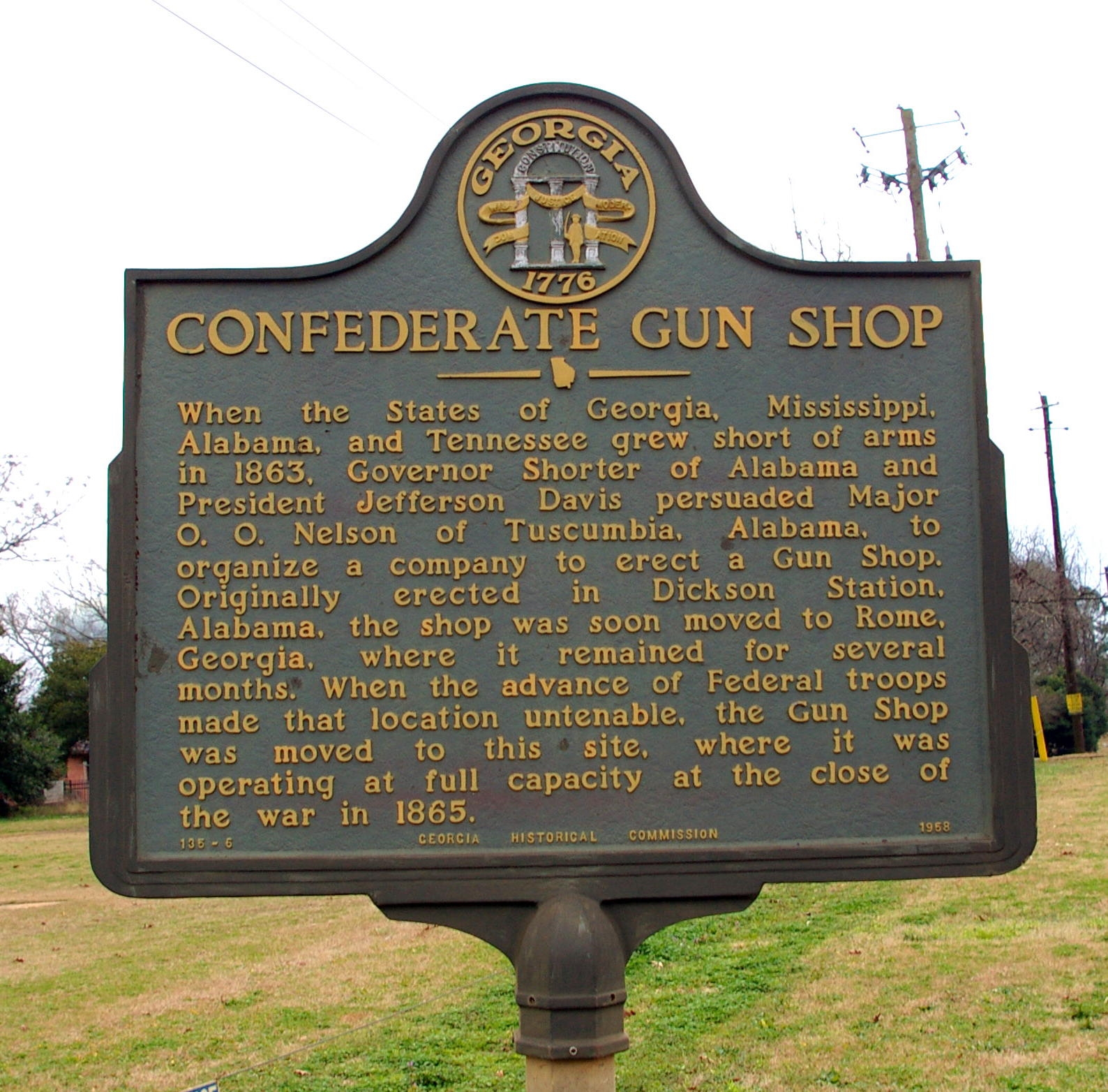 Confederate Gun Shop Marker