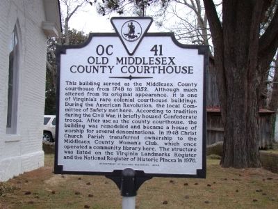 Old Middlesex County Courthouse Marker image. Click for full size.