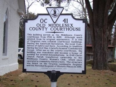 Old Middlesex County Courthouse Marker. Click for full size. Old Middlesex County Courthouse Marker image. Click for full size.