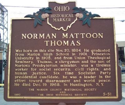 Norman Mattoon Thomas Marker image. Click for full size.