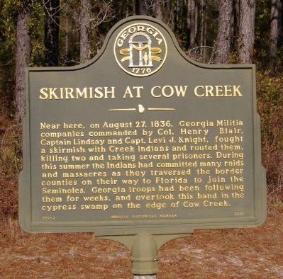 Skirmish at Cow Creek Marker image. Click for full size.