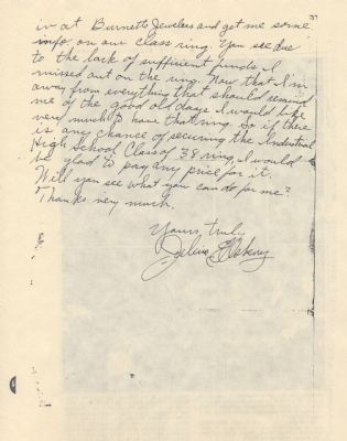 Julius Ellsberry Letter (page2) image. Click for full size.
