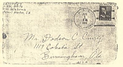 Julius Ellsberry Envelope from U.S.S Oklahoma image. Click for full size.