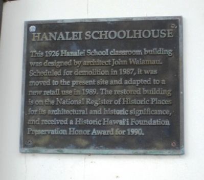 Hanalei Schoolhouse Marker image. Click for full size.