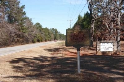 Shiloh Methodist Church Marker, looking west along Cobbham Road (State Road 150) image. Click for full size.