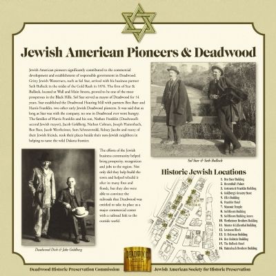 Former Jewish American Pioneers and Deadwood Marker image. Click for full size.