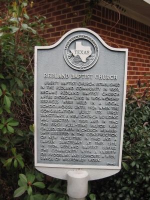 Redland Baptist Church Marker image. Click for full size.