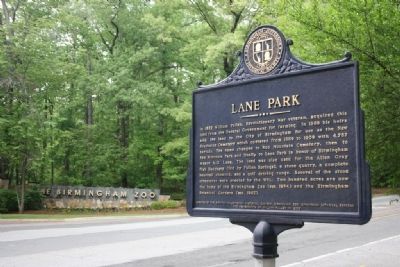 Lane Park Marker Across From The Birmingham Zoo Entrance. Click for full size. Lane Park Marker Across From The Birmingham Zoo Entrance image. Click for full size.