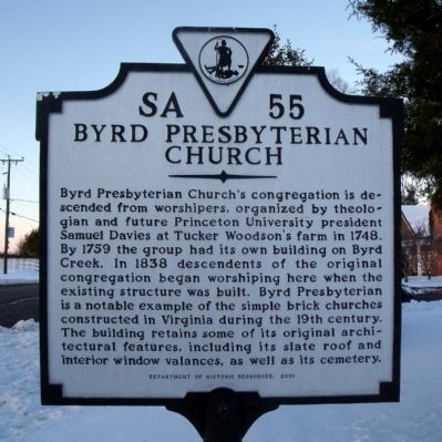 Byrd Presbyterian Church Marker image. Click for full size.