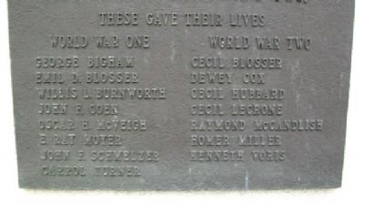 Bremen World Wars Memorial Honor Roll. Click for full size. Bremen World Wars Memorial Honor Roll image. Click for full size.