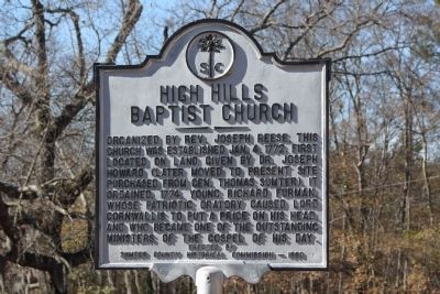 High Hills Baptist Church Marker. Click for full size. High Hills Baptist Church Marker image. Click for full size.