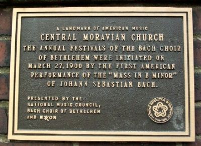Central Moravian Church Music Marker image. Click for full size.