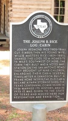 The Joseph R. Rice Log Cabin Marker. Click for full size. The Joseph R. Rice Log Cabin Marker image. Click for full size.