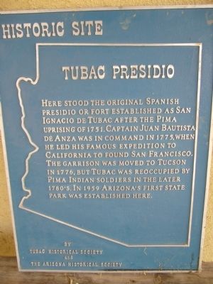 Tubac Presidio Marker image. Click for full size.