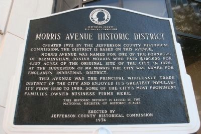 Side A:  Morris Avenue Historic District / Elyton Land Company Marker image. Click for full size.