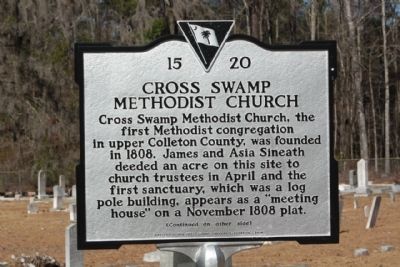 Cross Swamp Methodist Church Marker image. Click for full size.