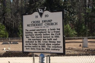 Cross Swamp Methodist Church Marker, reverse side image. Click for full size.