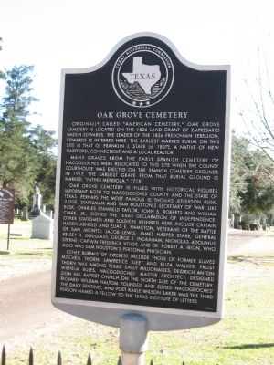 Oak Grove Cemetery Marker image. Click for full size.