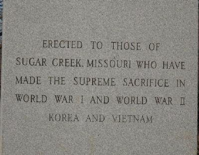 Sugar Creek Veteran's Memorial Marker. Click for full size. Sugar Creek Veteran's Memorial Marker image. Click for full size.