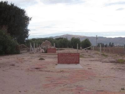 Former church floor, with graves of Arillaga and Ibanez image. Click for full size.