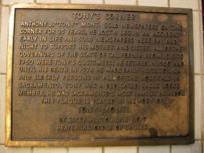 Tony's Corner Marker. Click for full size. Tony's Corner Marker image. Click for full size.