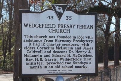 Wedgefield Presbyterian Church Marker image. Click for full size.