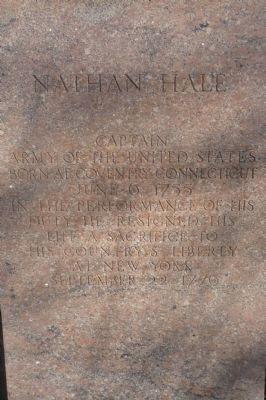 Nathan Hale Marker. Click for full size. Nathan Hale Marker image. Click for full size.