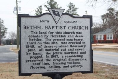 Bethel Baptist Church Marker, reverse side image. Click for full size.