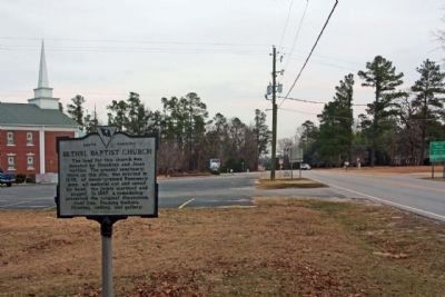Bethel Baptist Church Marker along Bethel Church Road; Starks Ferry Road in far background. Click for full size. Bethel Baptist Church Marker along Bethel Church Road; Starks Ferry Road in far background image. Click for full size.