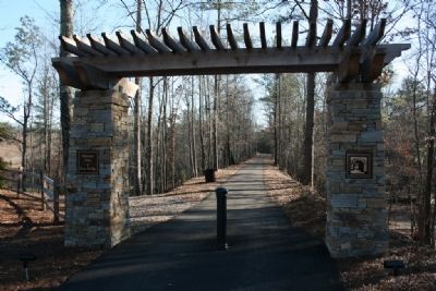Former railroad bed converted into a walking trail at Ross Bridge. image. Click for full size.