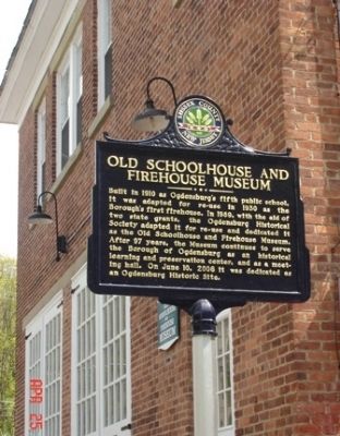 Old Schoolhouse and Firehouse Museum Marker image. Click for full size.